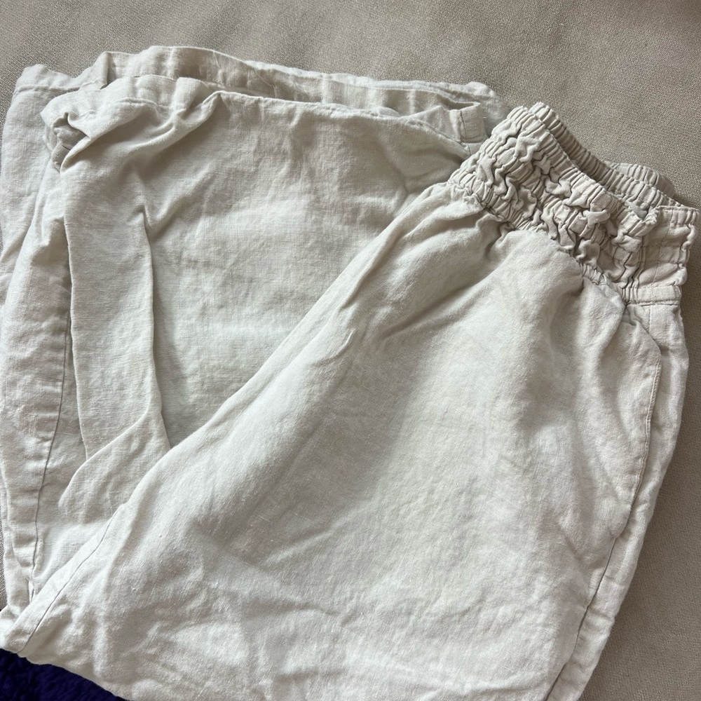 Anthropologie Cream Linen Pants